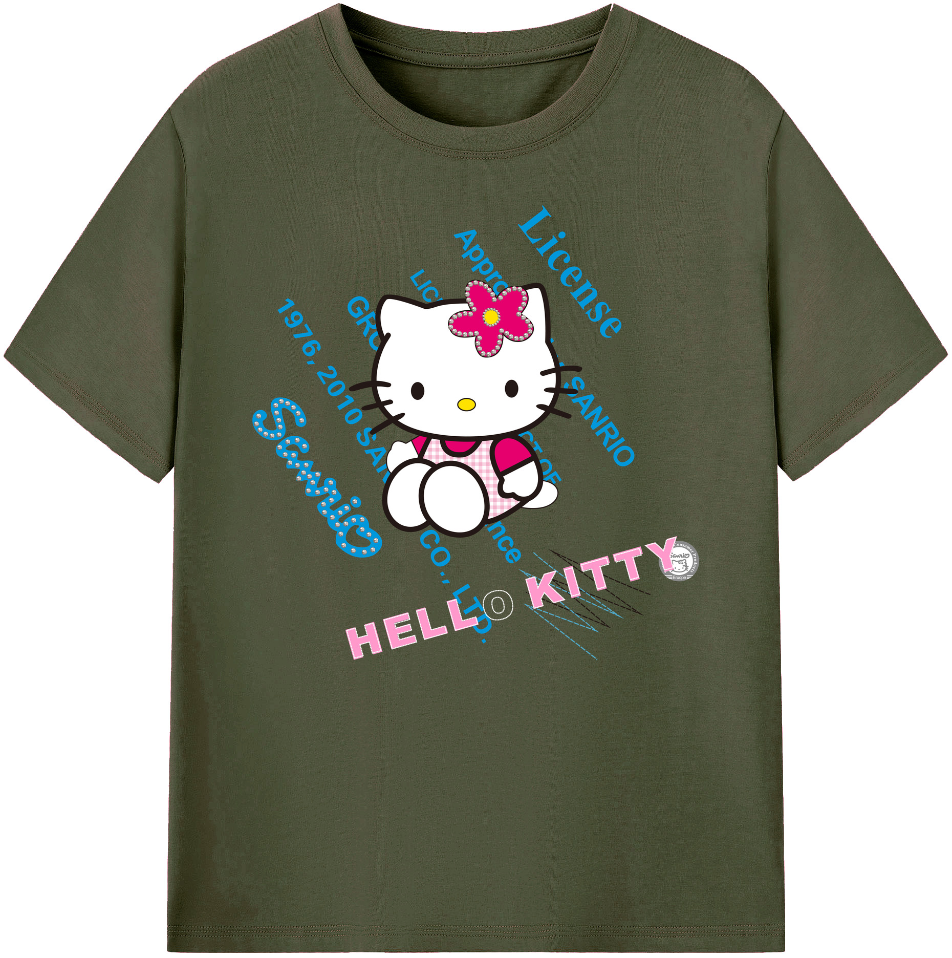 （画像用） Hello Kitty ハローキティ 綿100％ メンズ半袖Tシャツ｜肌触りやわらか＆通気性